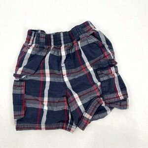 GARANIMALS Boy's Blue Red & White Plaid Print Cargo Shorts Size 24M